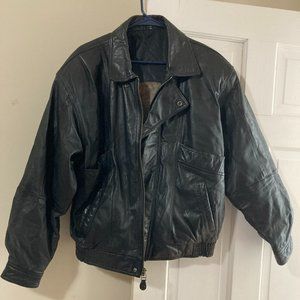 Mirage Leather Bomber Jacket - size L